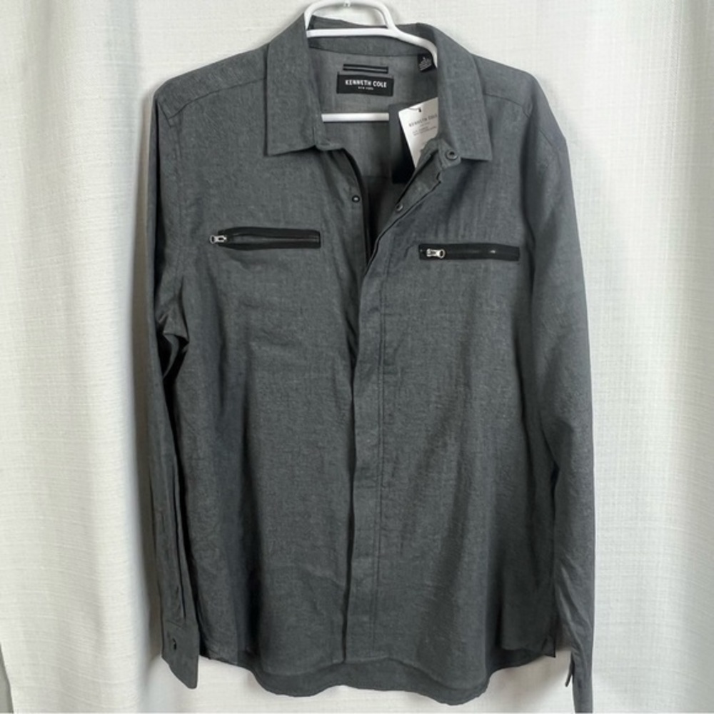 Kenneth Cole NY Snap Button Zip Up Shirt